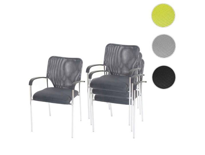 MCW Lot de 4 chaises de conférence siège gris dossier gris