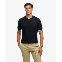 Superdry für Herren. M1110458A Poloshirt Textur navy (L), Lässig, Baumwolle, Kurzarm, Marine