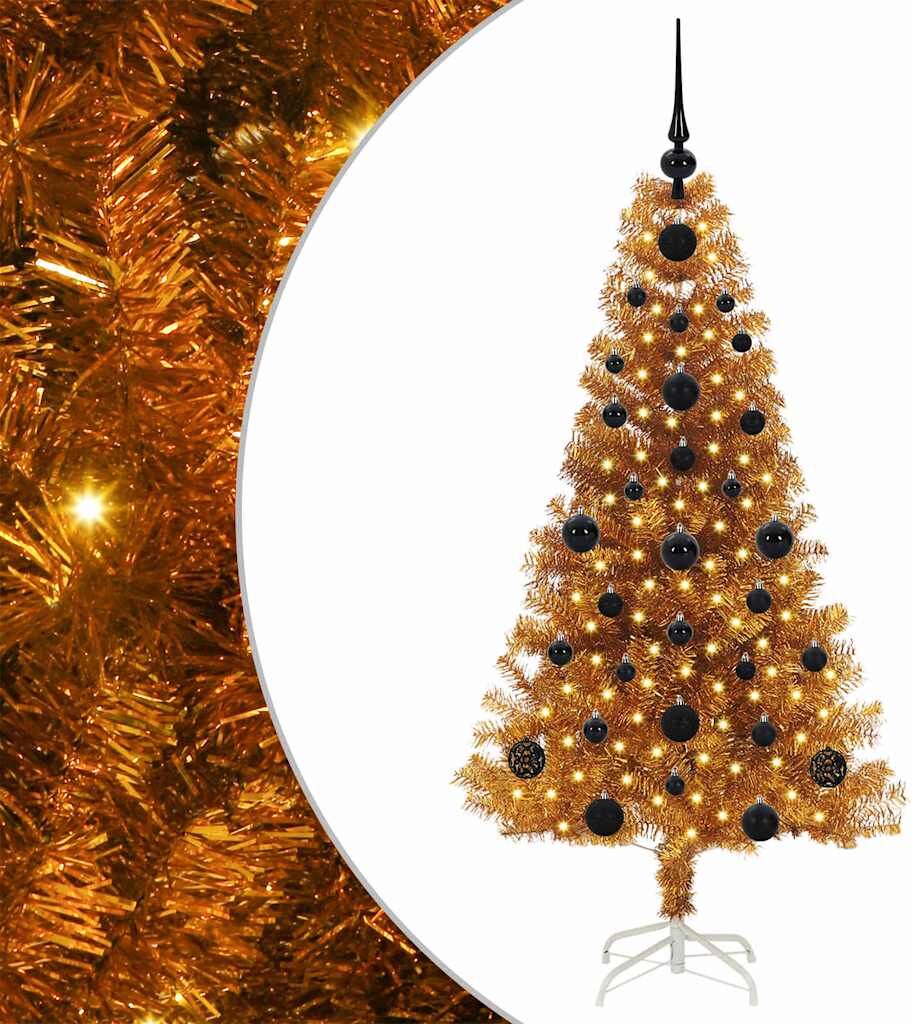 vidaXL Sapin de Noël Doré 120 cm PET