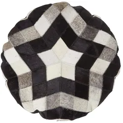 PATCHWORK-KISSEN Fell & Leder rund 40 cm – Stern
