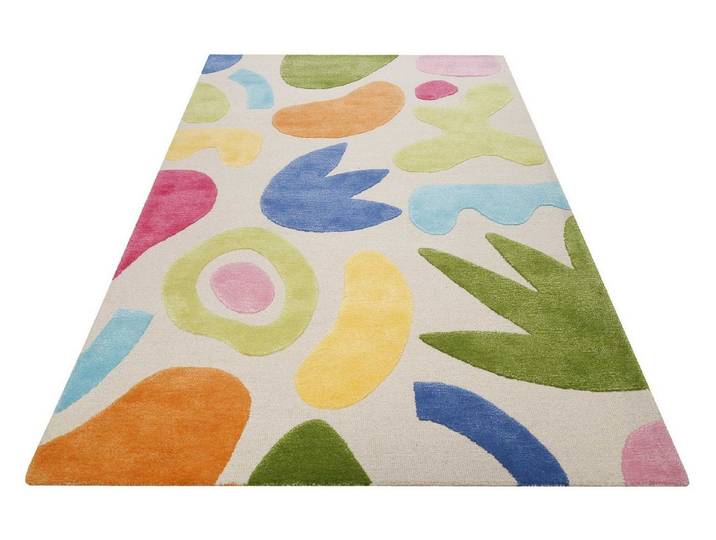 SMART KIDS Kinderteppich Kimi, rechteckig, Höhe: 1,2 mm, handgetuftet aus Naturfasern, bunt, abstraktes Design, Kinderzimmer