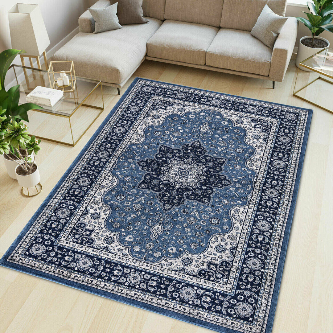 Three Posts Non Slip Large Traditional Rugs Living Room Bedroom Carpet Hallway Runner Rug Blue Rectangle 120 x 170cm
