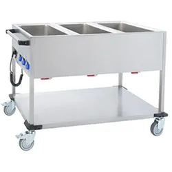 Mobiltherm BW3K, Fahrbarer Speisenausgabewagen, Edelstahlausführung, 3 GN, 650 x 1300 x 900 mm