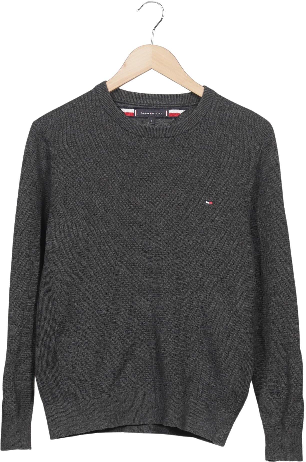 Tommy Hilfiger Herren Pullover, Grau, Gr. S, Baumwolle - Second Hand