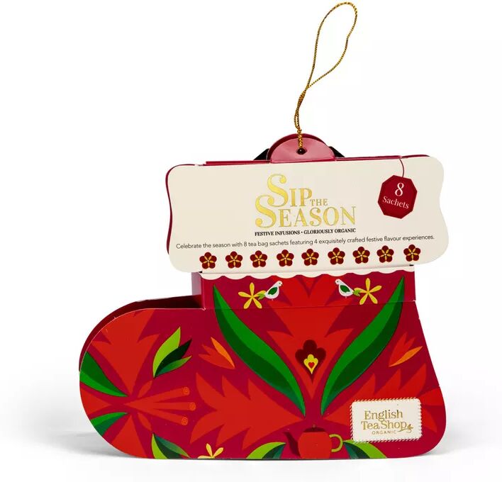 English Tea Shop - BIO Tee Geschenk „Roter Weihnachtsstiefel“ – 8 Teebeutel, Set