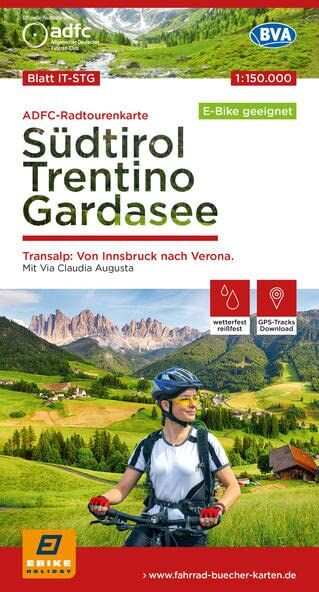 Allgemeiner Deutscher Fahrrad-Club e.V. (ADFC) - ADFC-Radtourenkarte IT-STG Südtirol, Trentino, Gardasee 1:150.000, reiß- und wetterfest, E-Bike geeignet, GPS-Tracks Download, mit Bett+Bike Symbolen, ... Augusta (ADFC-Radtourenkarte 1:150.000) - Preis vom