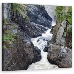 BILDER, Berg Strom Landschaft Grau Natur 50x50cm