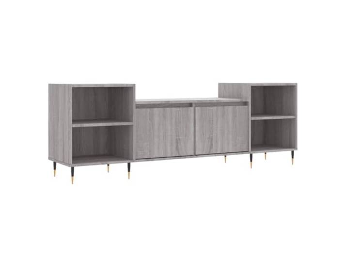 Kaorsrow TV-Schrank Grau Sonoma 160x35x55 cm TV-Lowboard Holzwerkstoff Modernes Fernsehmöbel für Wohnzimmer und Schlafzimmer mit 6 Fächern, stabilen Metallbeinen und praktischen Türen.