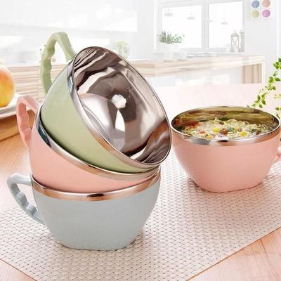 Uplifted Finds Stainless Steel Bowl With Handle Anti Scalding Instant Noodle Bowl blue