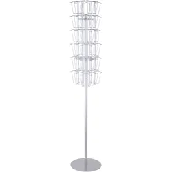 Bodenprospektständer drehbar mit Fuß JACKSON, 36x A6, silber, Stahl