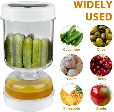 DynamicDeals FlipDrain Pickle Container With Strainer Fork And Airtight Wet Dry Separation Jar FlipDrain Pickle Container With Strainer Fork And Airtight Wet Dry Separation Jar