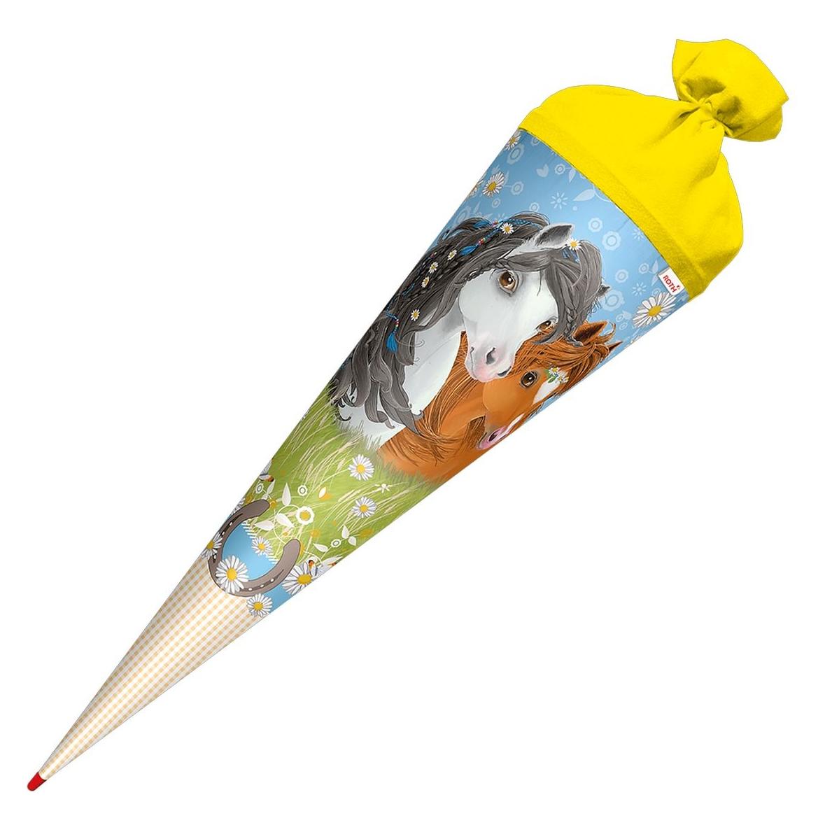 Magni Roth Schultüte Blumenpferde rund Schutzspitze Filzverschluss 70cm (47531438)