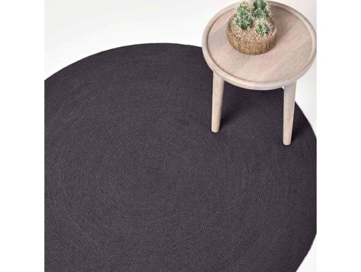 Homescapes runder Teppich 150 cm, schwarz, geflochtener Bettvorleger aus Baumwolle, Wendeteppich, handgewebter Retro-Teppich