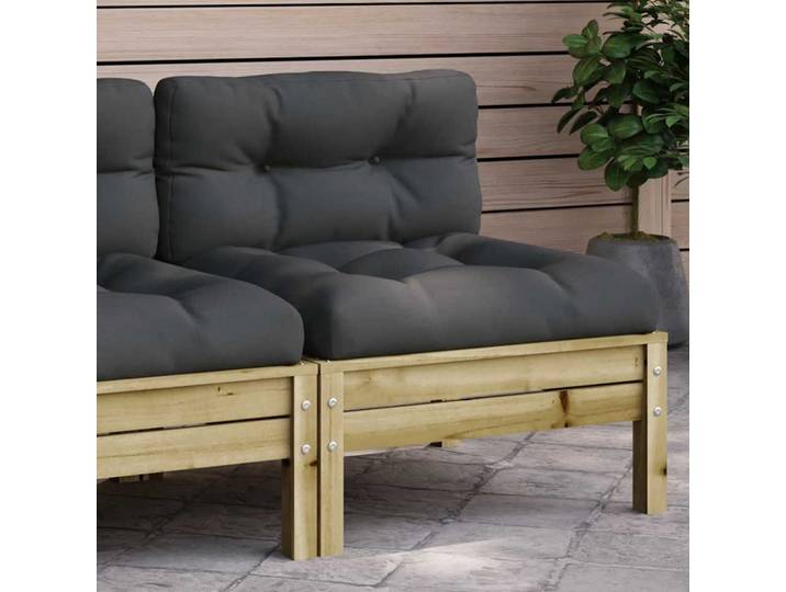 vidaXL Gartensofa ohne Armlehnen mit Kissen Kiefernholz