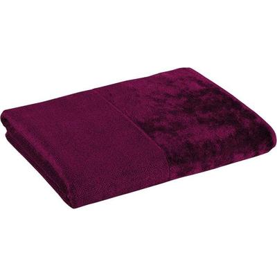 Duschtuch MÖVE "MÖVE Bamboo Luxe", lila (berry), B:80cm L:150cm, Frottier, Obermaterial: 60% Baumwolle, 40% Viskose, Handtücher, mit seidig glänzenden Bordüren