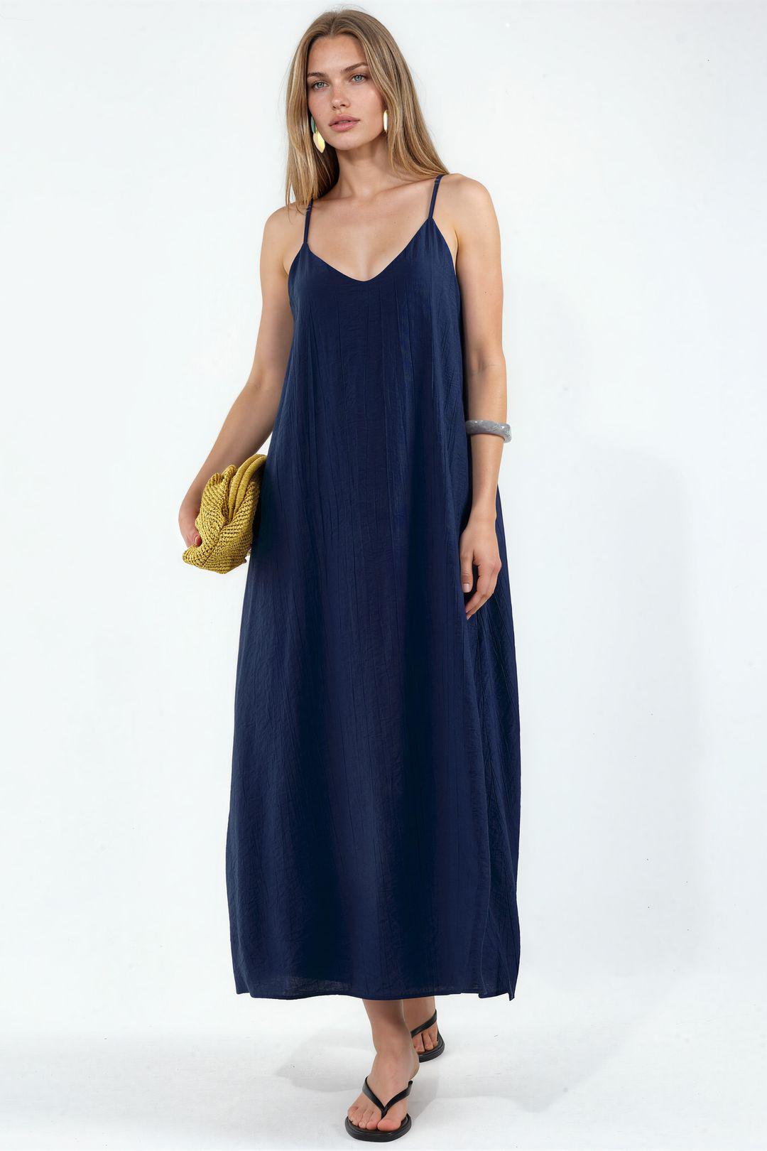 Damen Unifarben Maxi-Trägerkleid