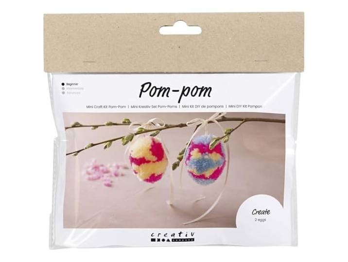 Creativ DIY pompoms kit - paaseieren - 2 stuks