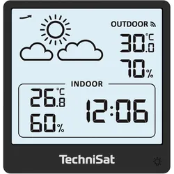 TechniSat iMETEO 200 schwarz / Wetterstation / LCD-Display / Temperatur / Luftfeuchtigkeit / 4X AA, Wetterstation, Schwarz