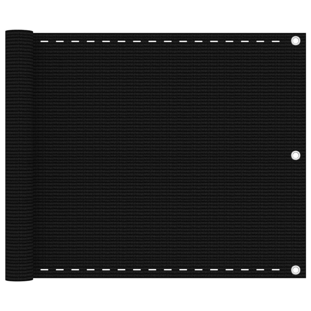 Zwart Balkonscherm van HDPE - Semi-transparant Privacyscherm - B: 75 cm, L: 500 cm