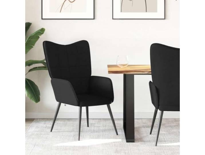 HEFZGDB Relaxsessel Schwarz Stoff Moderner Quadraten Sessel mit Weicher Polsterung und Stahlgestell für Optimalen Sitzkomfort Stabiles Esszimmerstuhl Design Elegante Einrichtung