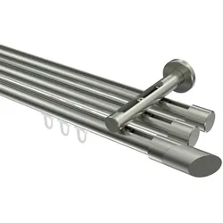 GARDINENSTANGE INNENLAUF Siteno Verano 120 cm, 3-läufig, 20 mm Ø Edelstahl-Optik