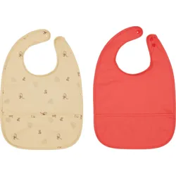 Lätzchen mit Tasche, Dino, gelb und rot, 2 St.
