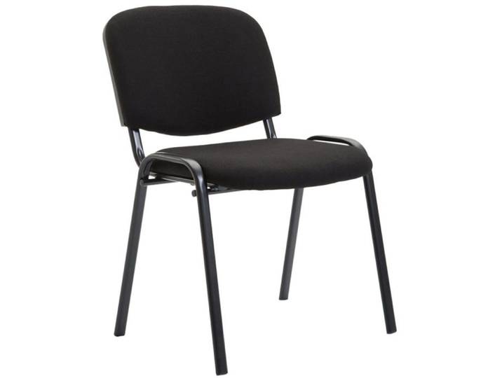 Chaise visiteur empilable zone d attente en tissu noir pietement a 4 pieds en metal noir 10_0003401