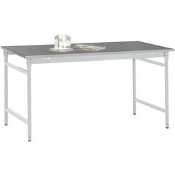 Manuflex BB3084.7035 Beistelltisch BASIS stationär mit Blechbelag-Platte in Lichtgrau RAL 7035, BxTxH: 2000 x 800 x 780 mm Lichtgrau (RAL 7035)
