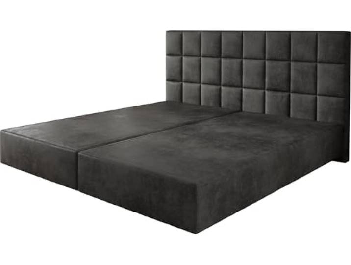 DELIFE Boxspringgestell Dream-Fine Mikrofaser Anthrazit Vintage 200x200 cm