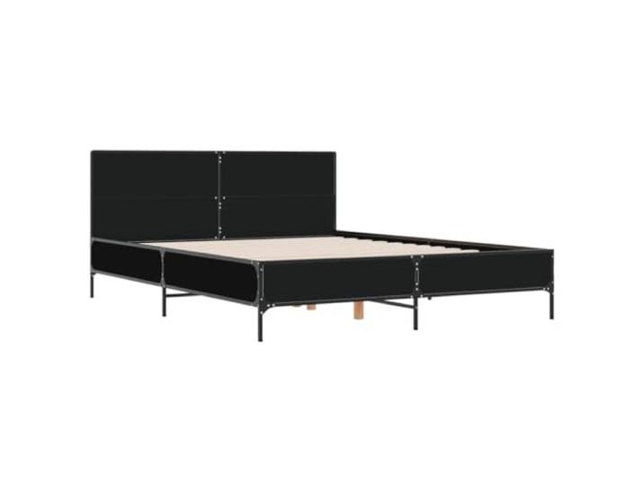 KTHLBRH Bettgestell Schwarz 160 x 200 cm aus mehrschichtigem Holz und Mit Kopfteil, Lattenrost im Lieferumfang enthalten, stabile Halterung, einfache Montage