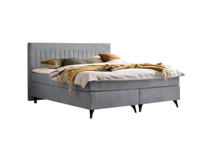 Boxxx Boxspringbett, Platin, Metall, H3, Höhe ca. 17 cm, 180x200 cm, Stoffauswahl, Topper durchgehend, Matratze in verschiedenen Härtegraden erhältlich, geteilt, Schlafzimmer, Betten, Doppelbetten