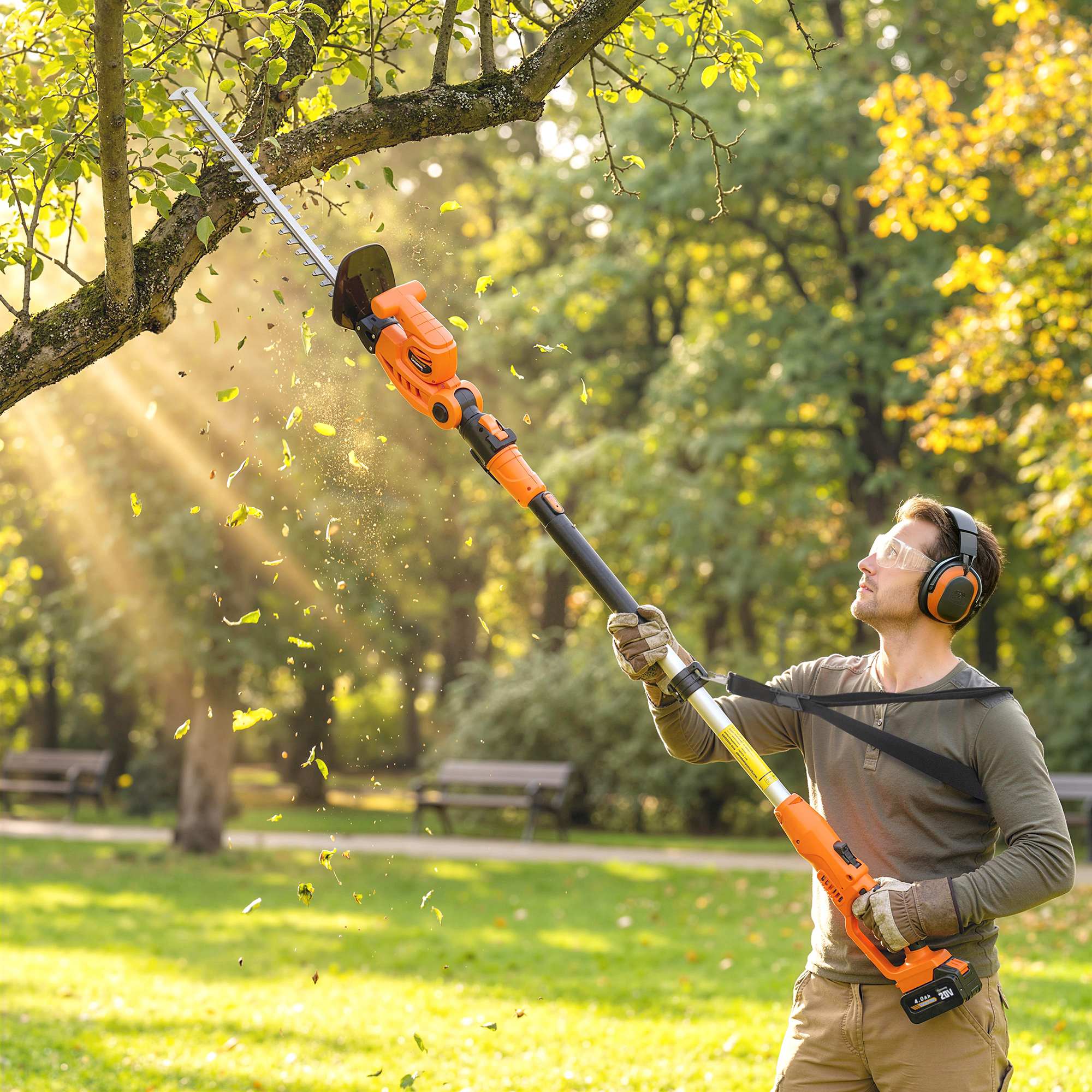Outsunny Tagliasiepi a Batteria con 2 Batterie 4000mAh e Palo Telescopico in Alluminio   Aosom Italy