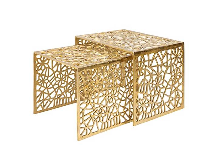 Couchtisch ABSTRACT 50cm - gold - Metall - handgefertigt angenehme Haptik Montiert, hochwertig, stabile Konstruktion, 20 kg Belastbarkeit, gemütlicher Look
