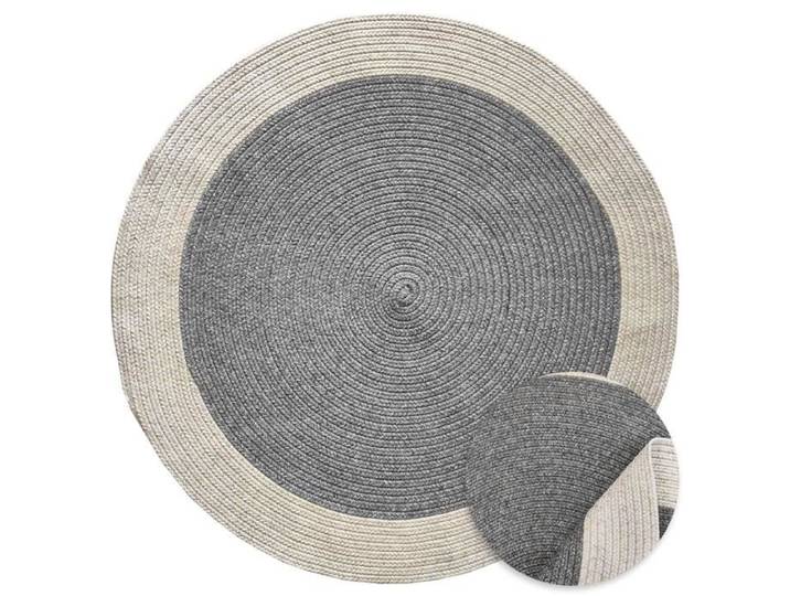 Tapis Reversible Intérieur et Extérieur - TESSO LIVING - Ø160 cm Rond - Crème-Argenté - Style Boho Jute Sisal