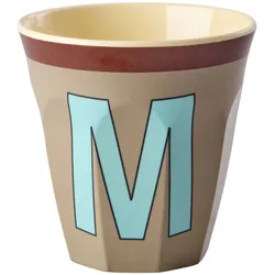 RICE Melamin Buchstabenbecher Vintage Medium, M Dunkelbeige