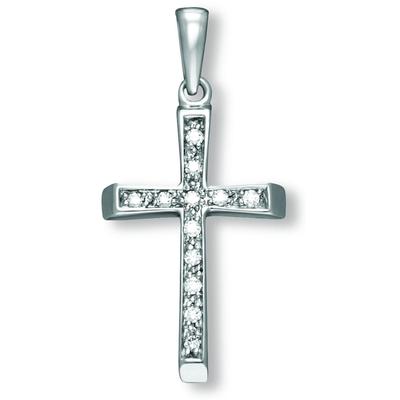 Kettenanhänger ONE ELEMENT "Zirkonia Kreuz Anhänger aus 333 Weißgold", silber, Schmuckanhänger, Damen, Gold, Weißgold 333, Kettenanhänger, ein stilvolles Accessoire für Damen mit Geschmack