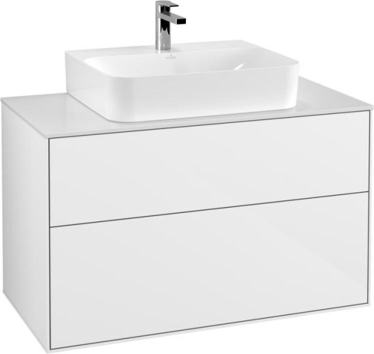 V&B Waschtischunterschrank Finion 100x60,3x50,1cm, Pl wh. m, glo wh. Lac