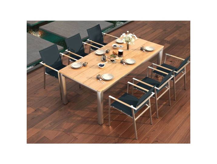 Gartentisch Edelstahl Teak Premium