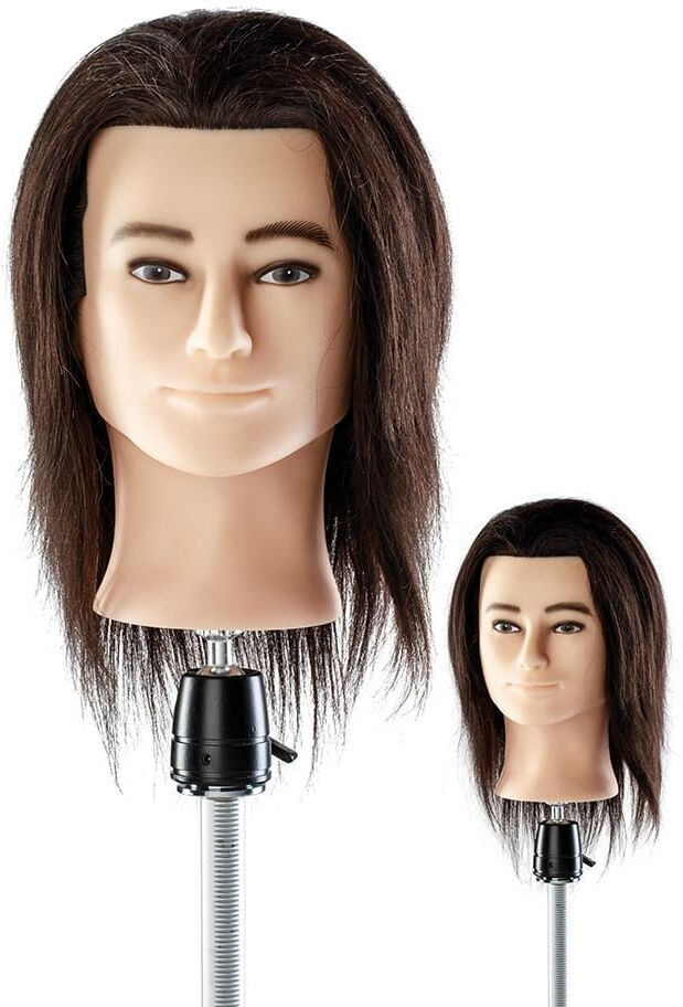 Testa studio maschile con capelli 100% umani lungo
