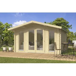 Wolff Finnhaus Gartenhaus Rona 3838 - 44 mm naturbelassen ohne Boden/Fundamenthölzer