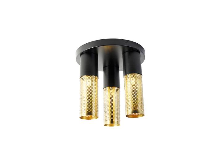 Plafonnier industriel noir avec or rond 3 lumières - Raspi