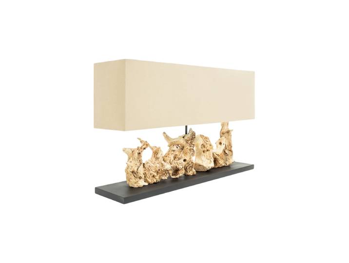 Grosse, handgefertigte Tischlampe „Pure Unique“ Leinen Schwarz, Natural, Beige Invicta Interiors
