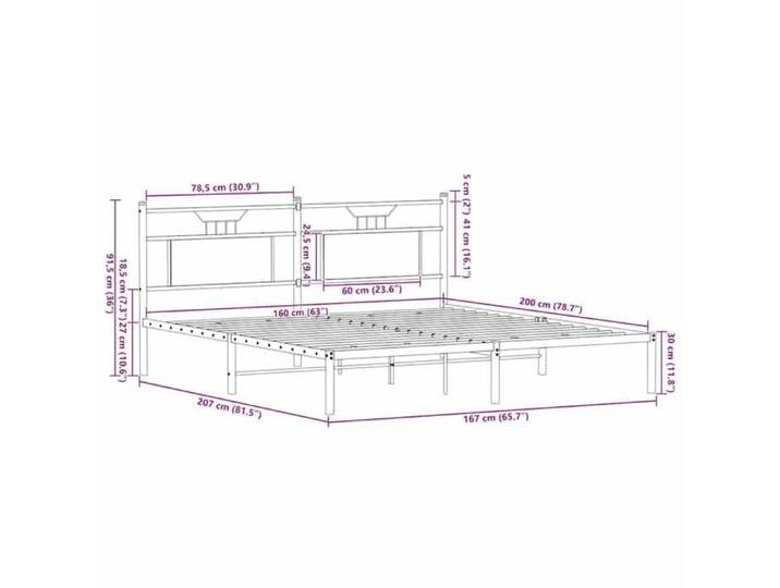 Remise 2026®Cadre de lit - sans matelas - Chêne sonoma - Structure de lit double - 160x200cm 504 8839794