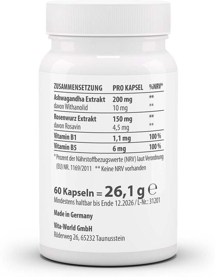vitaworld Ashwagandha Rosenwurz Komplex Kapseln 2x 2x60 St