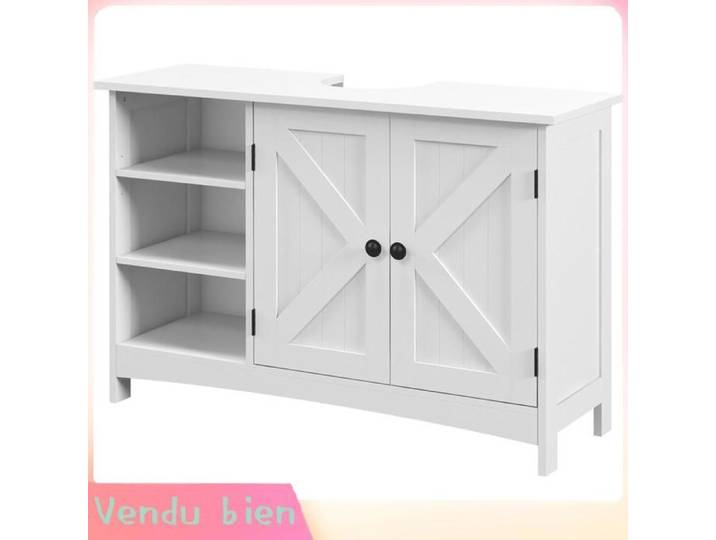 LIA Meuble sous lavabo classique 2 portes blanc 90x30x60cm