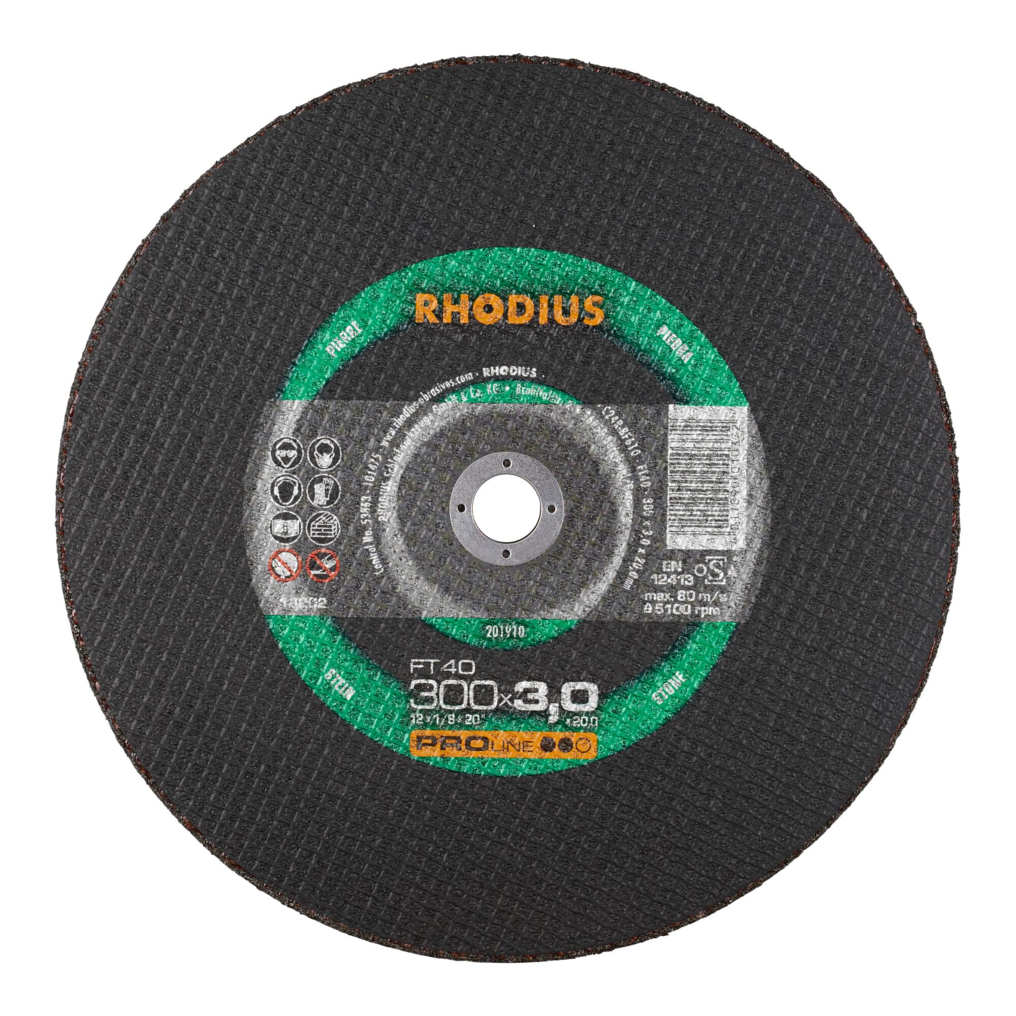 Rhodius leistungsstarke Trennscheibe FT40 für Einsatz auf Benzin- und elektrischen Trennmaschinen, 400 x 4,5 x 25,40 mm (304548)