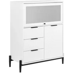 SoBuy Sideboard mit 3 Schubladen Weiß 80x40x107,5cm Industriell