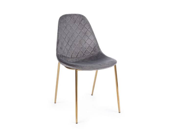 Feeling4Home Stuhl Terry 4er-Set aus Samt, Dunkelgrau