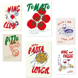 POSTER Set Mit 6 Von Lebensmitteln Im Pop Art Mit Tomaten Nudeln & Pizza A3 & A4 Rahmenlos