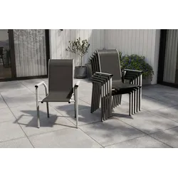 KETTLER BasicPlus Pro Stapelsessel 6er-Set, silber/anthrazit, Aluminium/Textilene, 70 x 65 x 99 cm, stapelbar